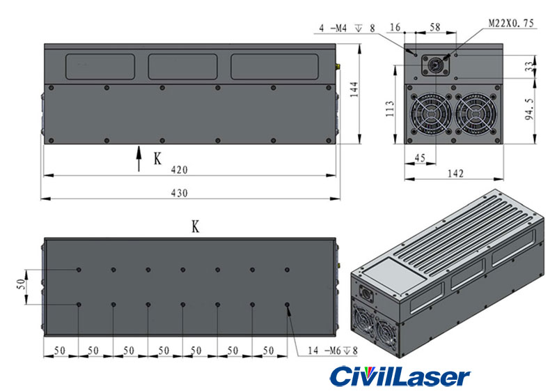 355nm Q-switched UV laser 1-3000mW