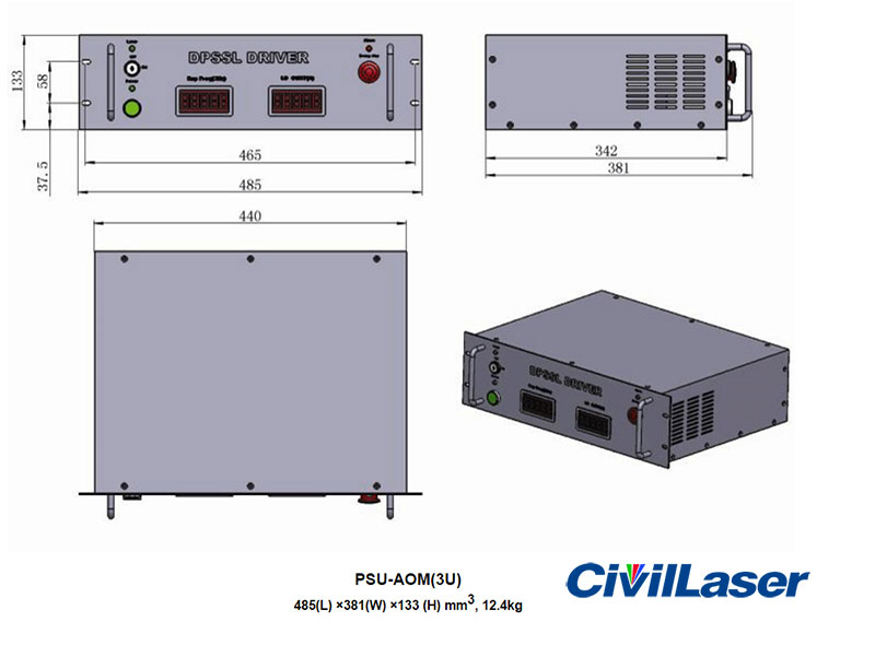 355nm Q-switched UV laser 1-3000mW