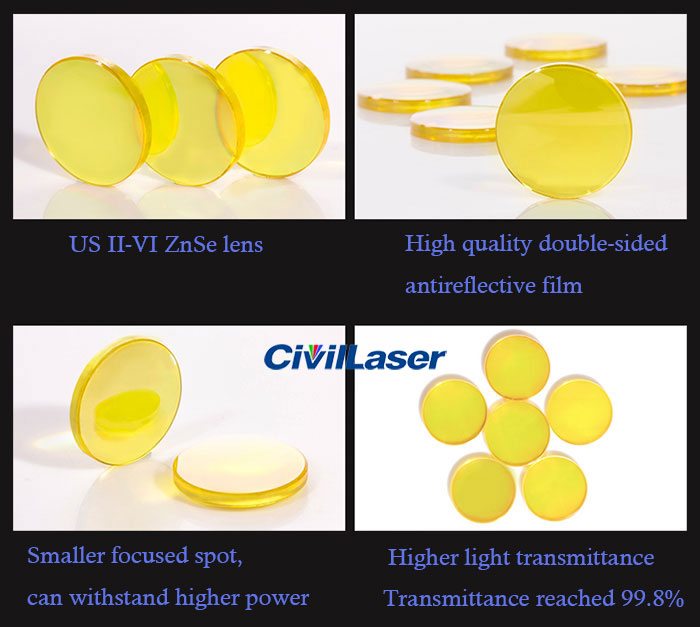 ZnSe Focus lentille 20 mm Dia FL 63.5 mm 2 1/2 "USA CVD ménisque Laser CO2 Cutter