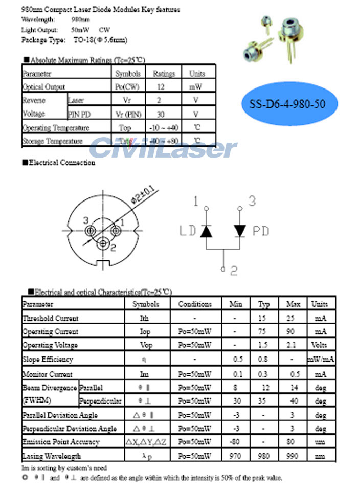 980nm ir laser diode